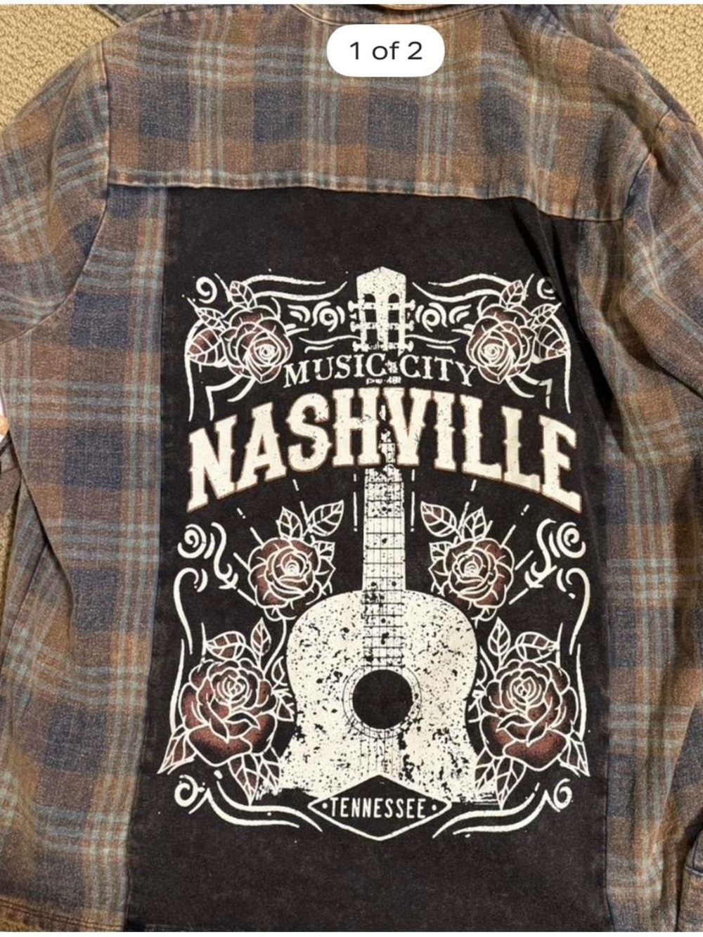 Nashville Graphic Flannel-Lined Shirt Jacket - Brown Plaid